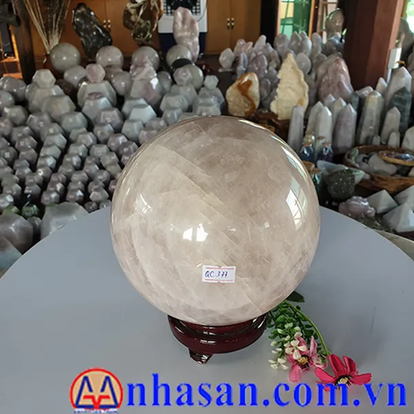 Quả cầu thạch anh hồng 14.5cm - 6.2kg - QC377