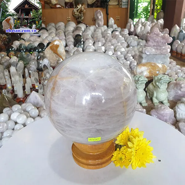 Quả cầu thạch anh hồng 18cm - 8kg - QC690