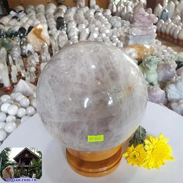 Quả cầu thạch anh hồng 18.3cm-8.2kg tự nhiên phong thủy QC692