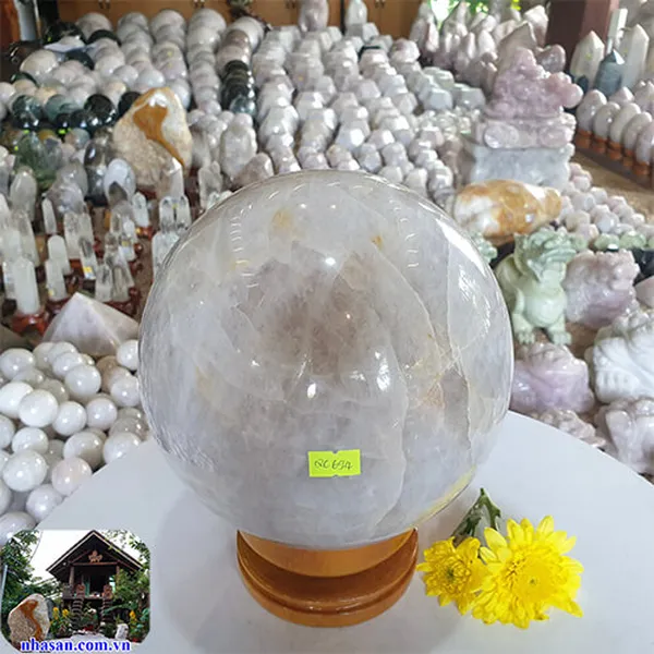 Quả cầu thạch anh hồng 16.4cm - 10.4kg - QC694