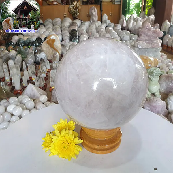Quả cầu thạch anh hồng 19cm - 8.8kg - QC712