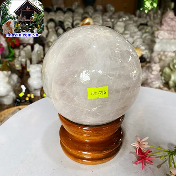 Quả cầu thạch anh hồng 13cm-3.2kg-QC976