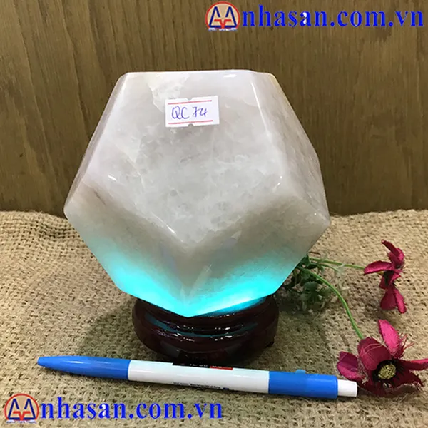 QUẢ CẦU ĐÁ THẠCH ANH TRẮNG 12 MẶT QC-74