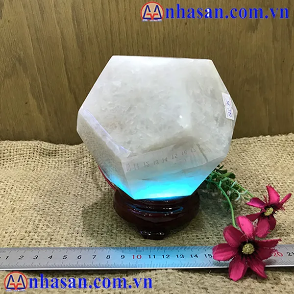 QUẢ CẦU ĐÁ THẠCH ANH TRẮNG 12 MẶT QC-75