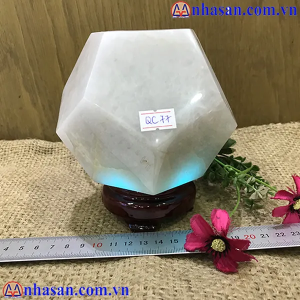 QUẢ CẦU ĐÁ THẠCH ANH TRẮNG 12 MẶT QC-77