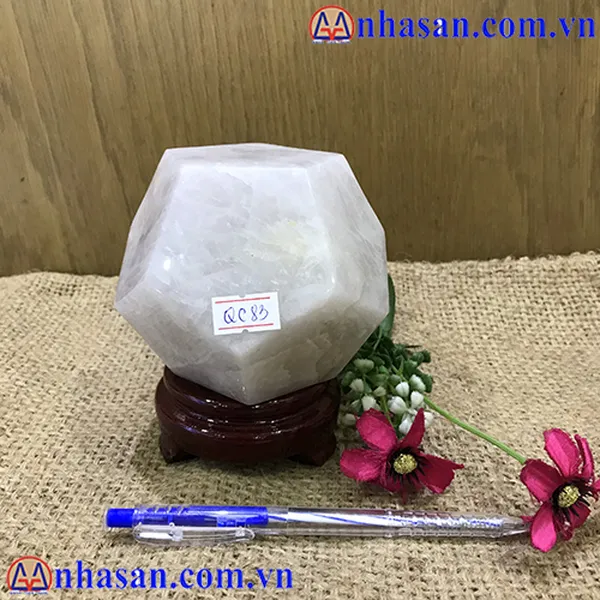 QUẢ CẦU ĐÁ THẠCH ANH TRẮNG 12 MẶT QC-83