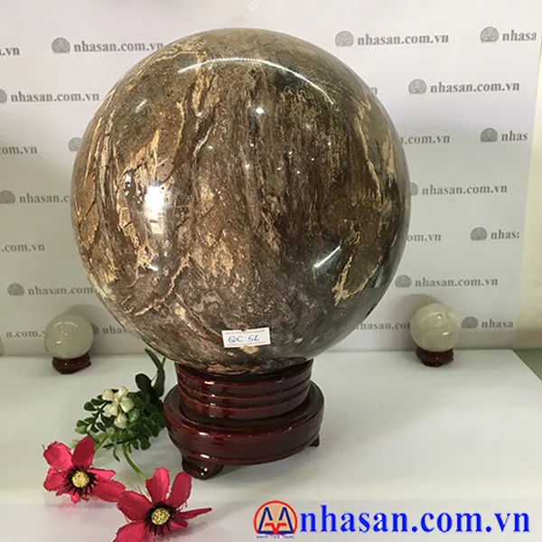 Quả cầu gỗ hóa thạch 18cm - 7.7kg - QC56