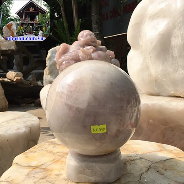 Quả cầu thạch anh hồng 17cm - 7kg - QC770