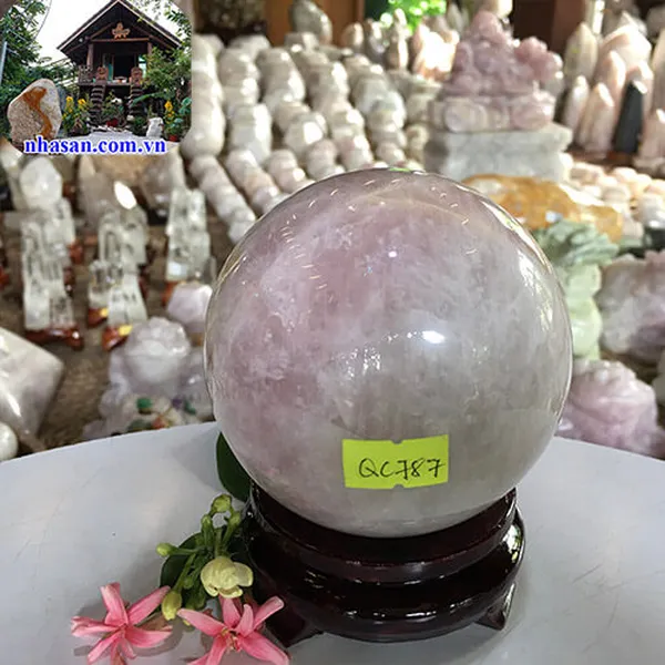 Quả cầu thạch anh hồng 9cm-1kg tự nhiên QC787