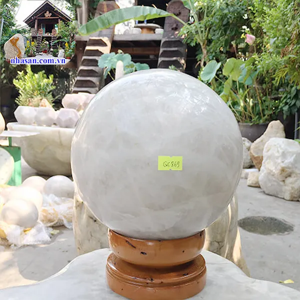 Quả cầu thạch anh trắng 19cm-9.5kg-QC869