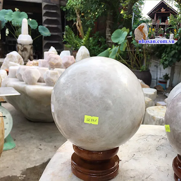 Quả cầu thạch anh trắng 17.5cm-7.5kg-QC871