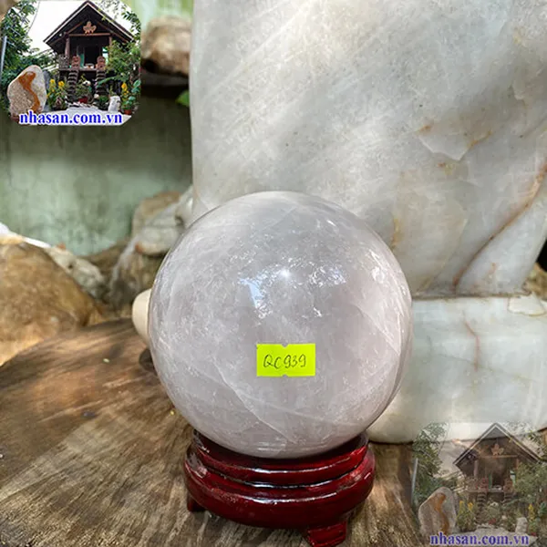 Quả cầu thạch anh hồng 12cm - 2.44kg - QC939