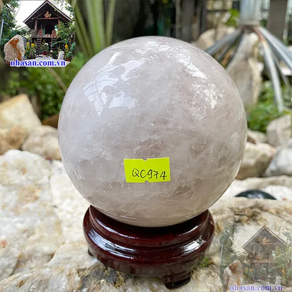 Quả cầu thạch anh hồng  12cm-2.16kg-QC974