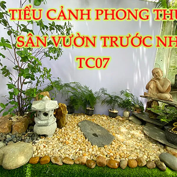 Tiểu cảnh phong thủy sân vườn trước nhà nâng tài khí TC07