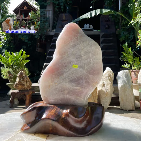 Trụ đá thạch anh hồng 19.8kg, cao 45cm x ngang 24cm x dày 15cm - T447
