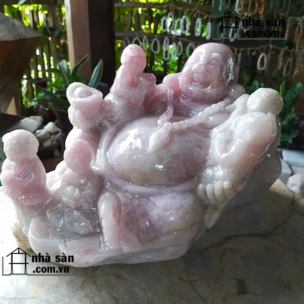 Maitreya Buddha Statue Monolithic Rose Quartz Weight 53kg