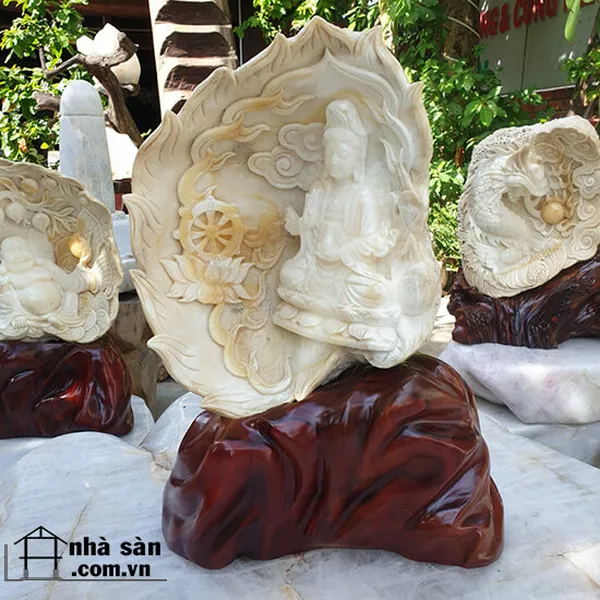 Vỏ Sò Tai Tượng Hóa Thạch Điêu Khắc Tượng Phật Bà Quan Âm