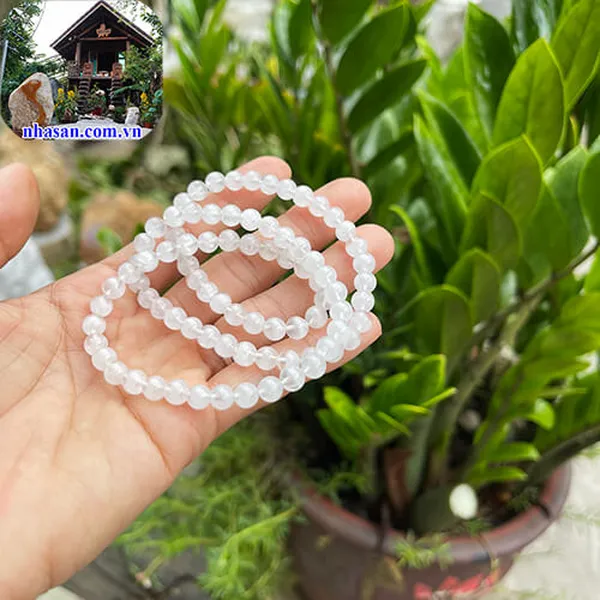 Vòng tay thạch anh trắng 3 quấn - Dây chuyền đá thạch anh