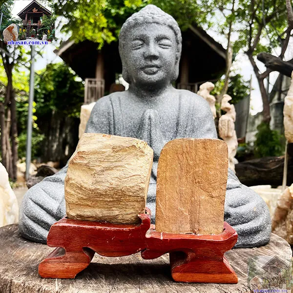 Trụ đá gỗ hóa thạch phong thủy để bàn 1.5kg - Vật phẩm mang đến may mắn và tài lộc