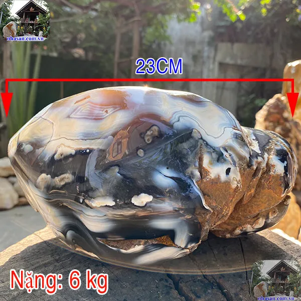 Viên đá mã não tự nhiên DMN105, nặng 6kg,  kích thước 20x23 cm