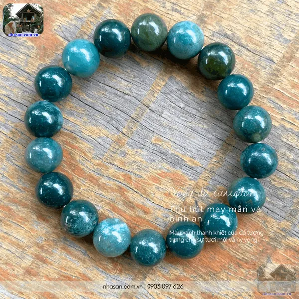 Vòng đá canxedon 10ly xanh tự nhiên