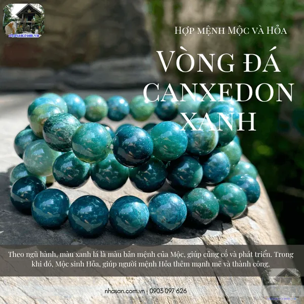 Vòng đá canxedon 10ly xanh tự nhiên
