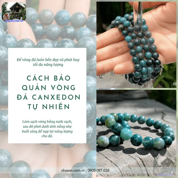 Vòng đá canxedon 10ly xanh tự nhiên