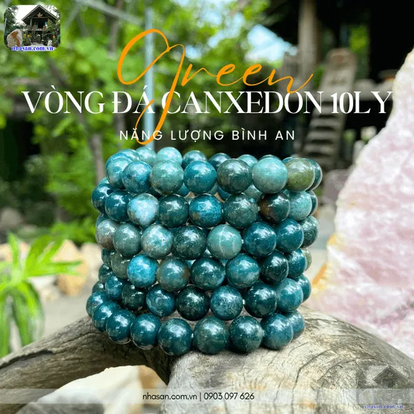 Vòng đá canxedon 10ly xanh tự nhiên