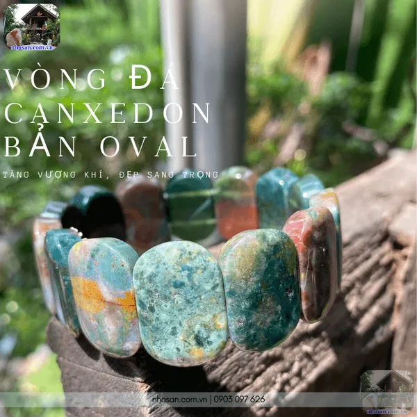 Vòng đá canxedon bản oval 25ly tăng vượng khí