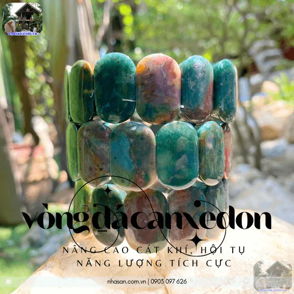 Vòng đá canxedon bản oval 25ly tăng vượng khí