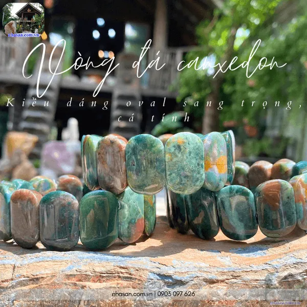Vòng đá canxedon bản oval 25ly tăng vượng khí