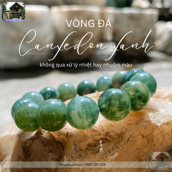 Vòng đá canxedon xanh 14ly năng lượng an lành từ thiên nhiên
