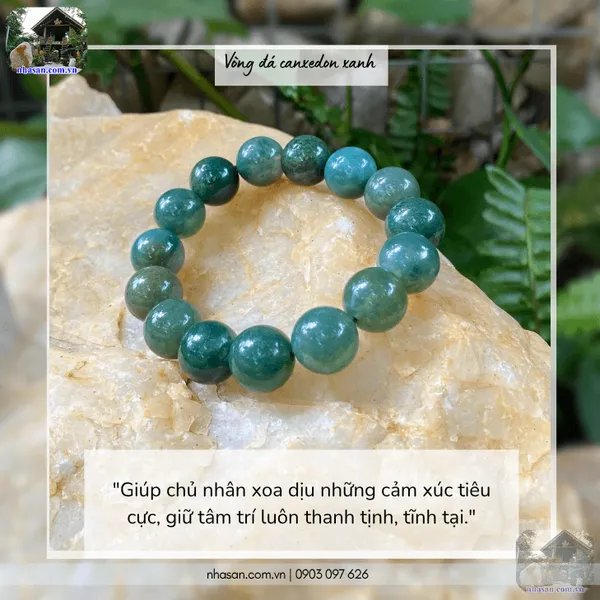 Vòng đá canxedon xanh 14ly năng lượng an lành từ thiên nhiên