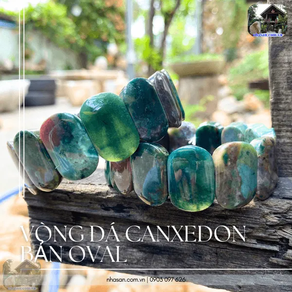 Vòng đá canxedon bản oval 25ly tăng vượng khí
