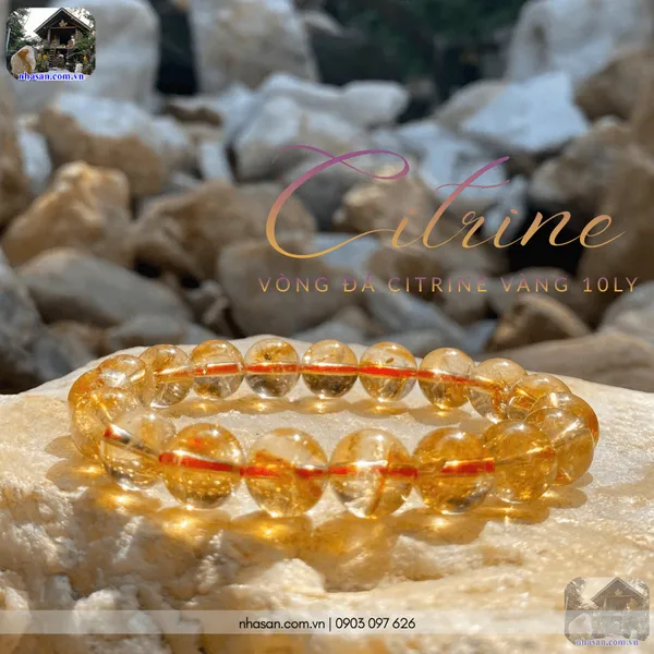 Vòng đá citrine vàng 10ly chiêu tài lộc, may mắn cho mệnh Kim, Thổ