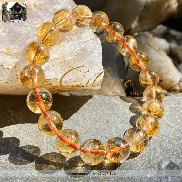 Vòng đá citrine vàng 10ly chiêu tài lộc, may mắn cho mệnh Kim, Thổ