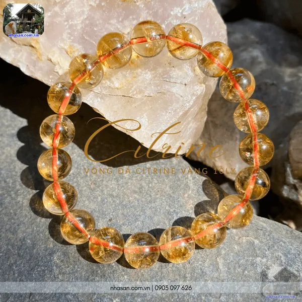 Vòng đá citrine vàng 10ly chiêu tài lộc, may mắn cho mệnh Kim, Thổ