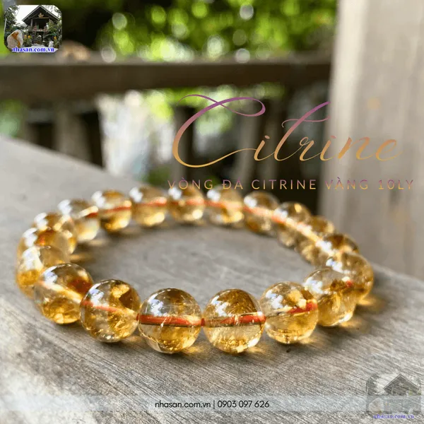 Vòng đá citrine vàng 10ly chiêu tài lộc, may mắn cho mệnh Kim, Thổ