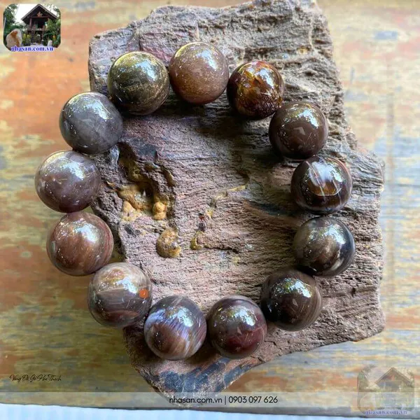 Vòng đá gỗ hóa thạch 16ly