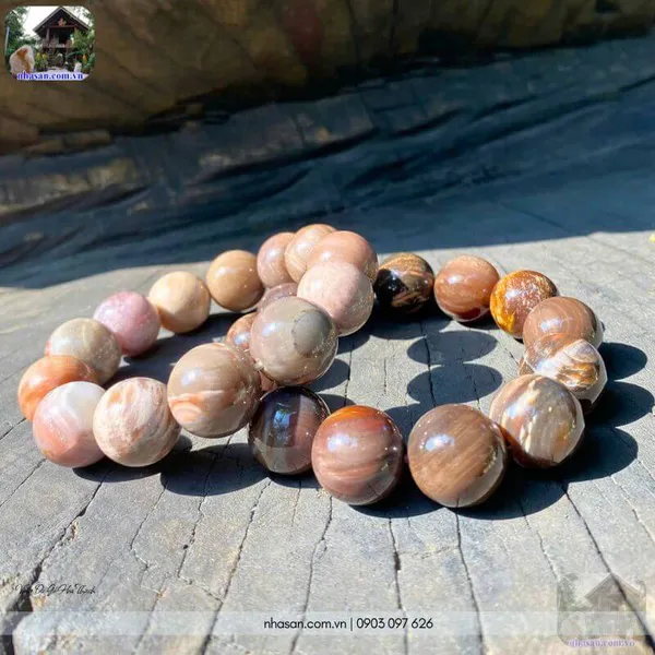 Vòng đá gỗ hóa thạch 16ly