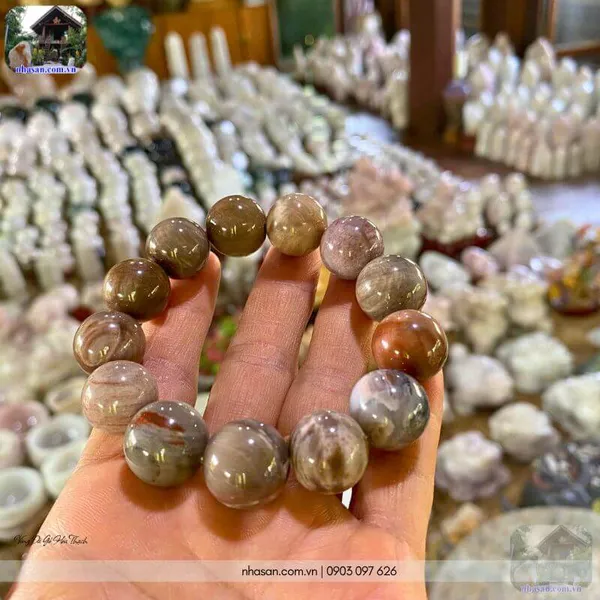 Vòng đá gỗ hóa thạch 16ly