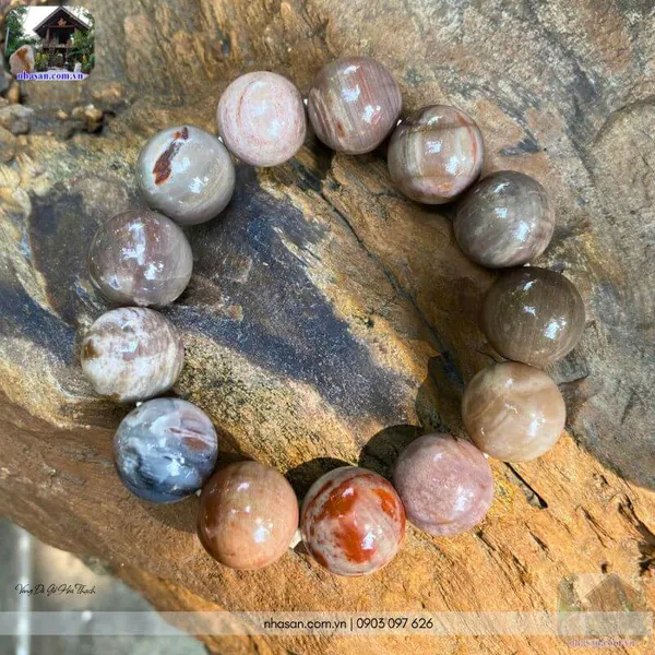 Vòng đá gỗ hóa thạch 16ly