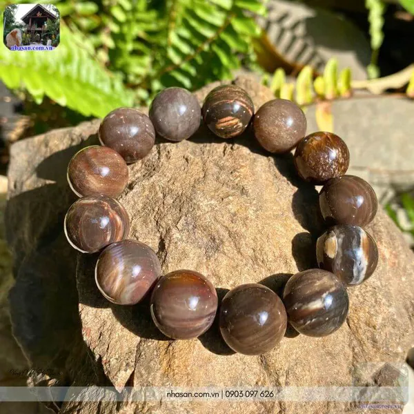 Vòng đá gỗ hóa thạch 16ly