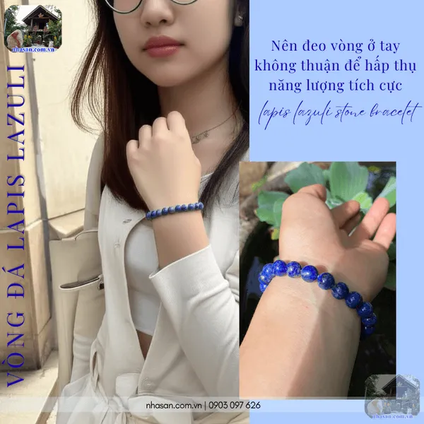 Vòng đá lapis lazuli 8.5ly tăng cường trí tuệ, khai sáng tư duy