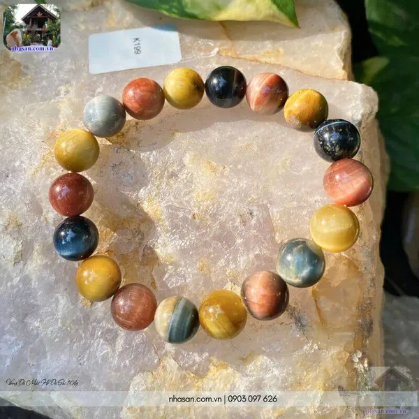 Vòng đá mắt hổ đa sắc 10ly