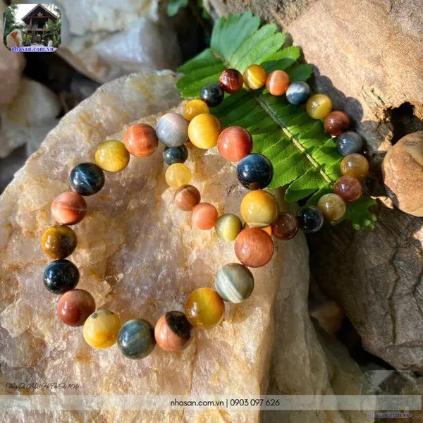 Vòng đá mắt hổ đa sắc 10ly