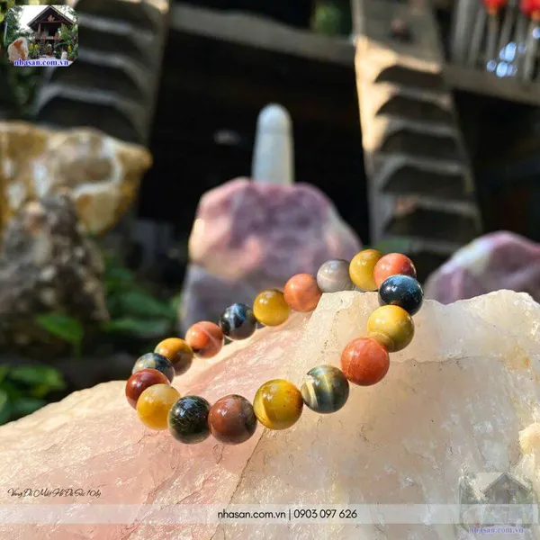 Vòng đá mắt hổ đa sắc 10ly