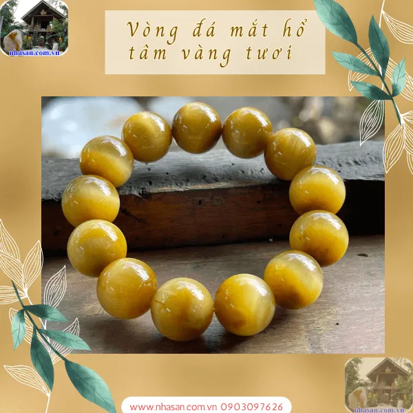Vòng đá mắt hổ tâm vàng tươi 16ly - Biểu Tượng Của Sức Mạnh, Quyền Lực Và May Mắn