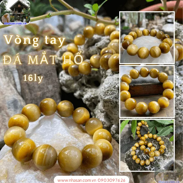 Vòng đá mắt hổ tâm vàng tươi 16ly - Biểu Tượng Của Sức Mạnh, Quyền Lực Và May Mắn