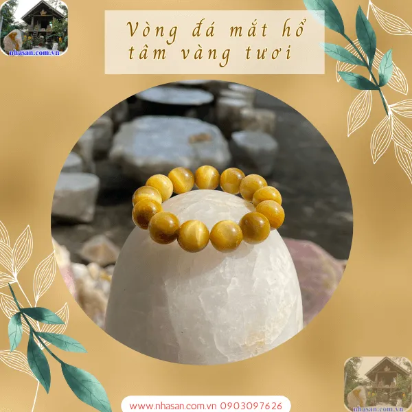 Vòng đá mắt hổ tâm vàng tươi 16ly - Biểu Tượng Của Sức Mạnh, Quyền Lực Và May Mắn